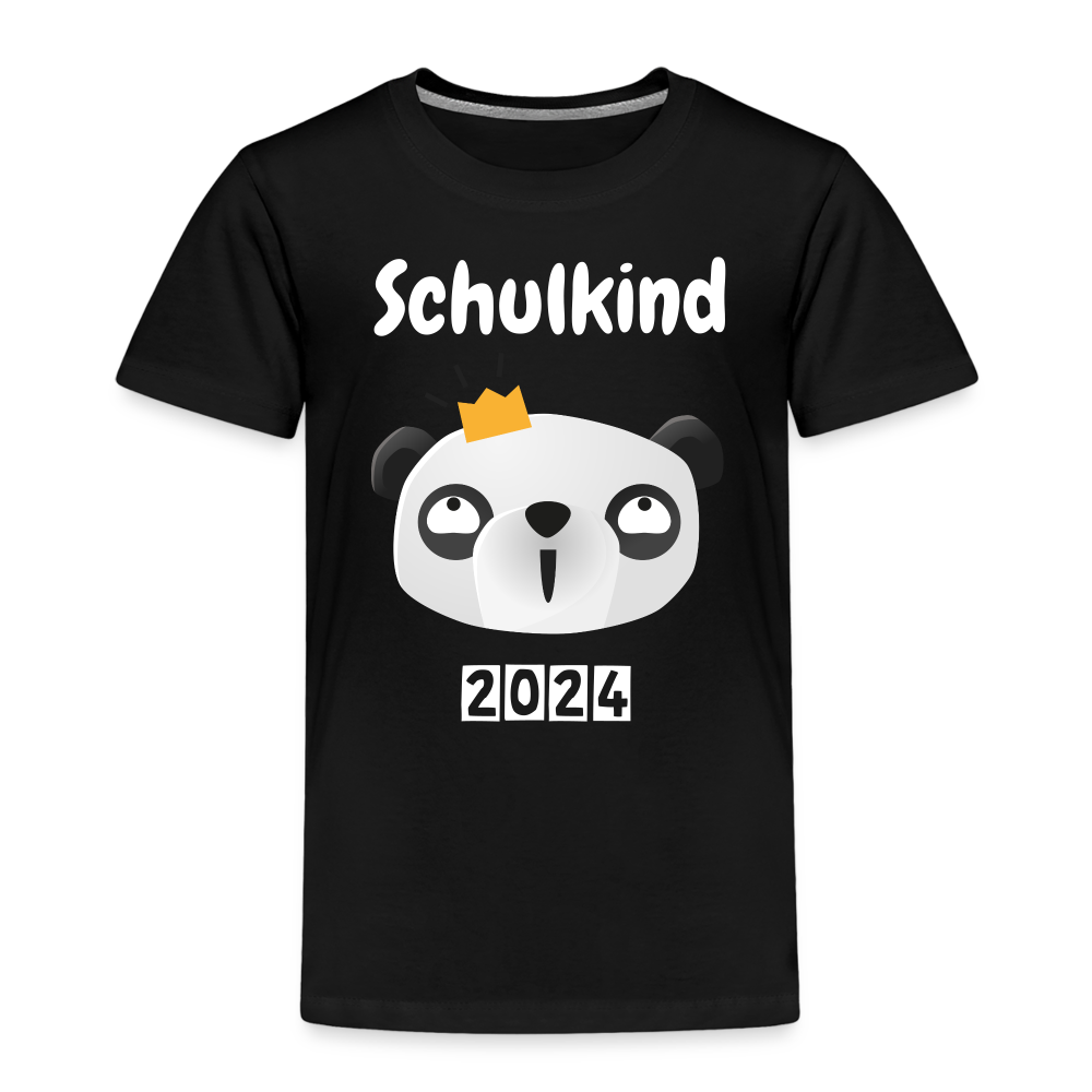 Kinder Premium T-Shirt - Schulkind Panda 2024 - Schwarz