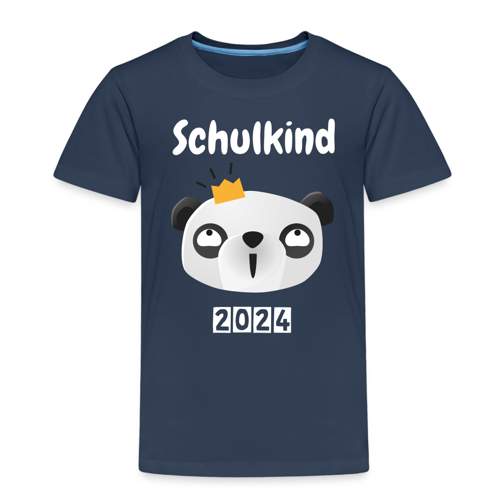 Kinder Premium T-Shirt - Schulkind Panda 2024 - Navy