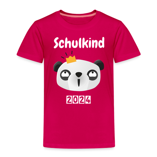 Kinder Premium T-Shirt - Schulkind Panda 2024 - dunkles Pink