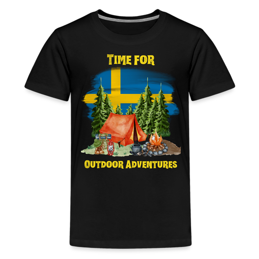 Teenager Premium T-Shirt - Outdoor Adventures Schweden - Schwarz