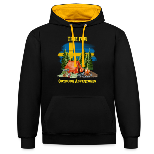 Kontrast-Hoodie - Outdoor Adventures Schweden - Schwarz/Gold