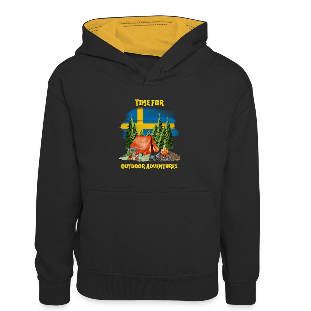 Kinder Kontrast-Hoodie - Outdoor Adventures Schweden - Schwarz/Gold