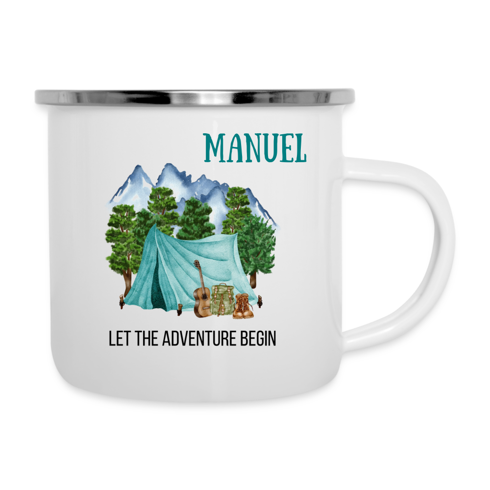 Emaille-Tasse - Let the Adventure begin - weiß