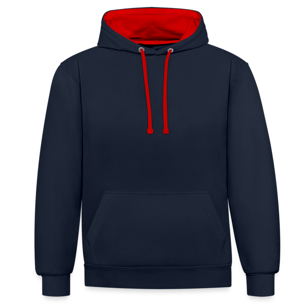 Kontrast-Hoodie - personalisierbar - Navy/Rot