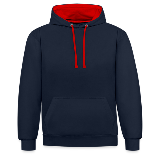 Kontrast-Hoodie - personalisierbar - Navy/Rot