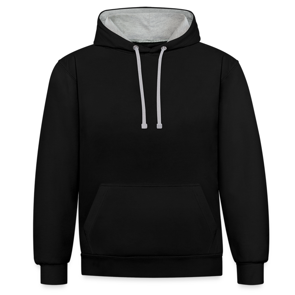 Kontrast-Hoodie - personalisierbar - Schwarz/Grau meliert