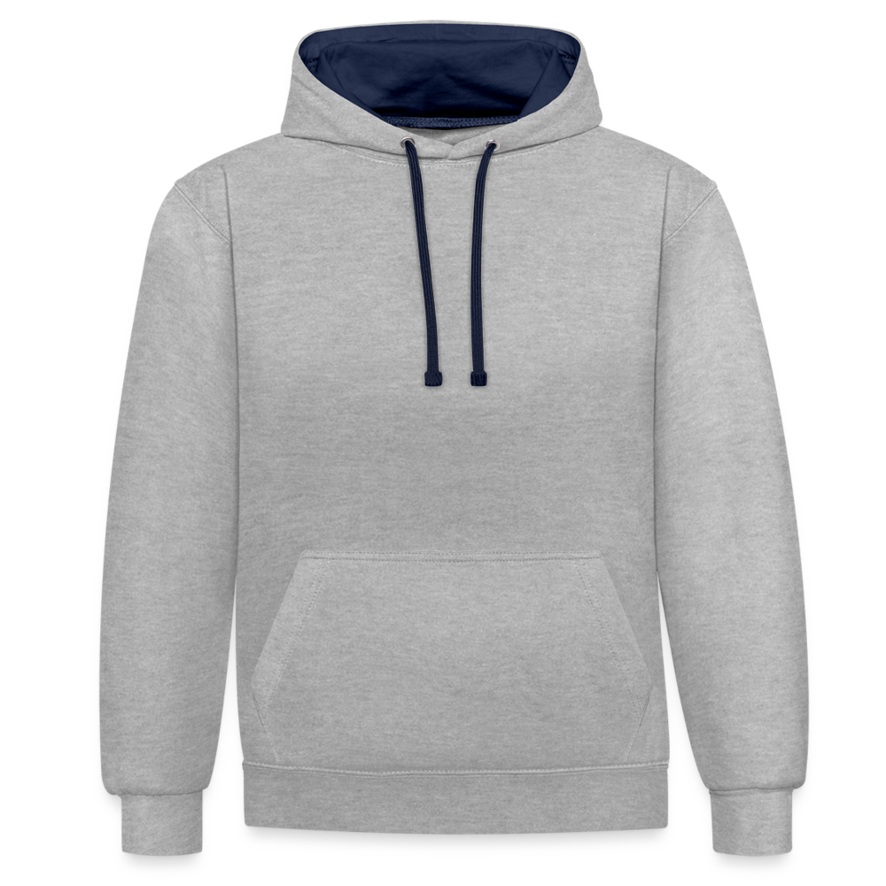 Kontrast-Hoodie - personalisierbar - Grau meliert/Navy