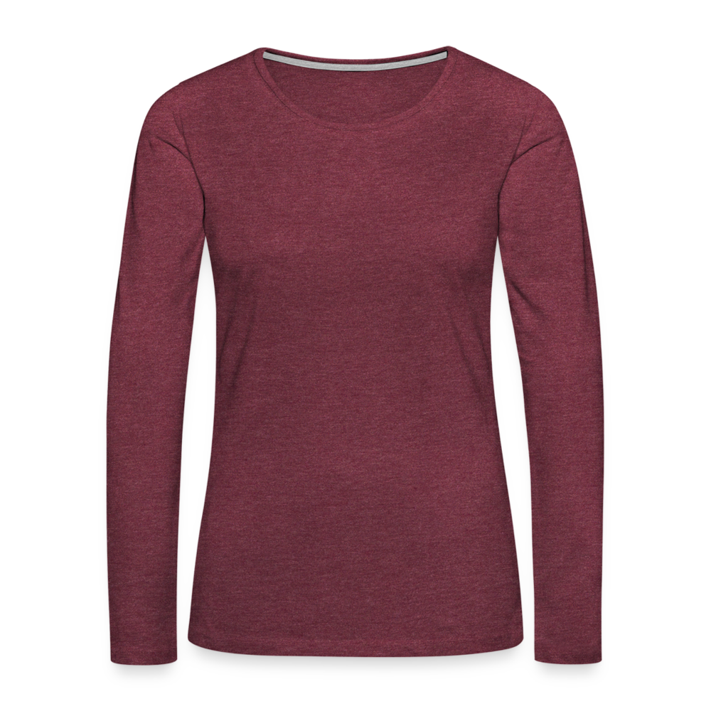 Frauen Premium Langarmshirt - personalisierbar - Bordeauxrot meliert