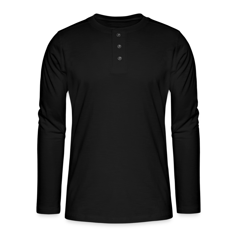 Henley Langarmshirt - personalisierbar - Schwarz