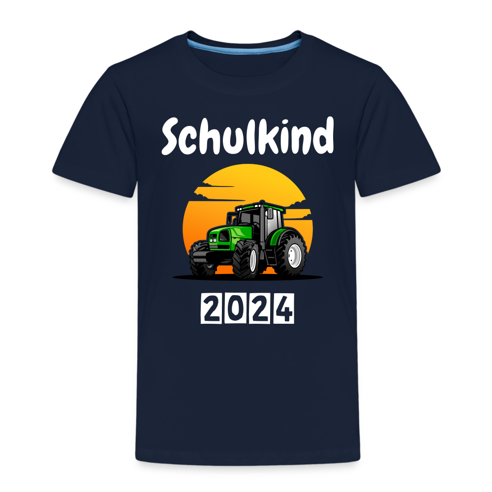 Kinder Premium T-Shirt  - Schulkind Traktor 2024 - Navy