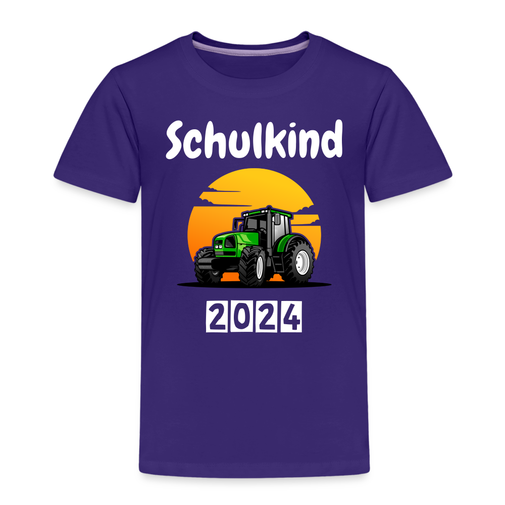 Kinder Premium T-Shirt  - Schulkind Traktor 2024 - Lila