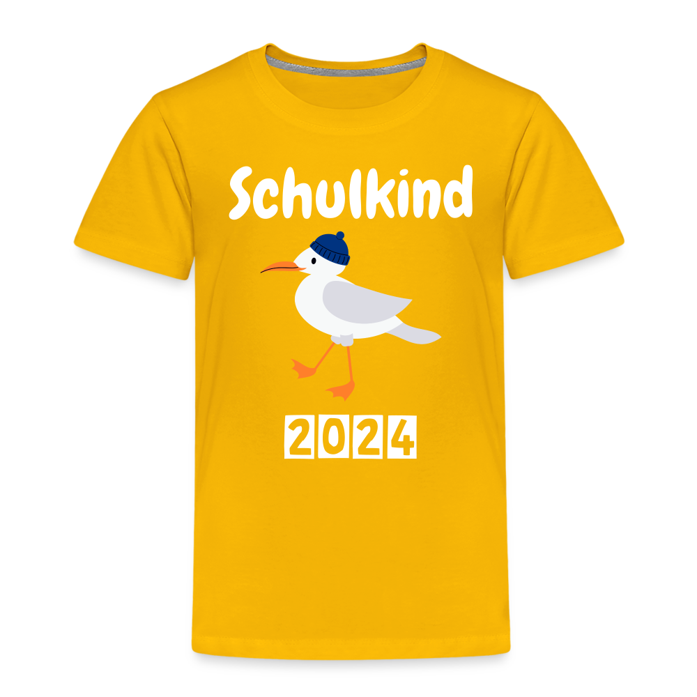 Kinder Premium T-Shirt - Schulkind Möwe blau 2024 - Sonnengelb