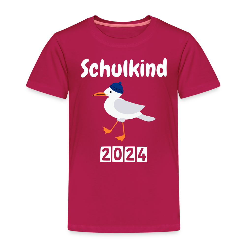 Kinder Premium T-Shirt - Schulkind Möwe blau 2024 - dunkles Pink