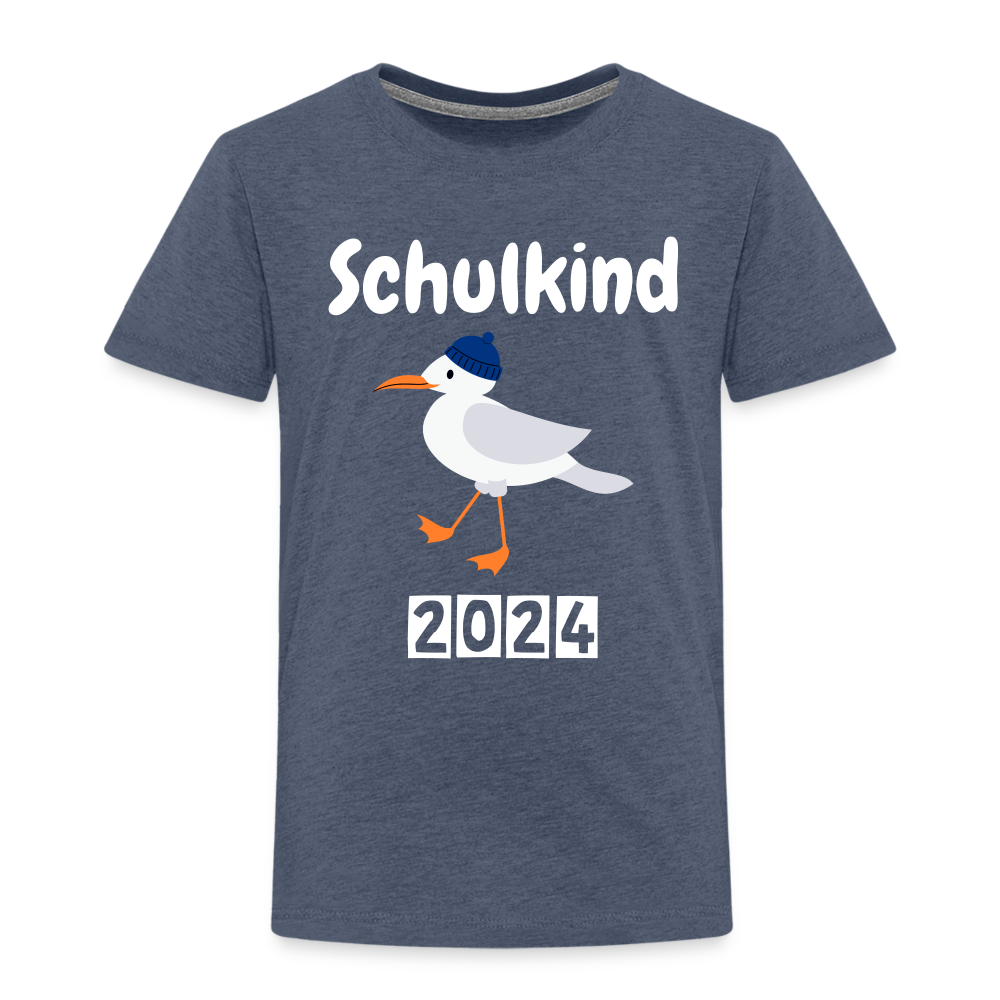 Kinder Premium T-Shirt - Schulkind Möwe blau 2024 - Blau meliert