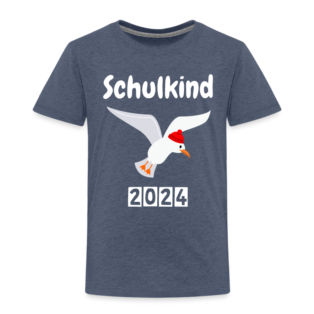 Kinder Premium T-Shirt - Schulkind Möwe rot 2024 - Blau meliert