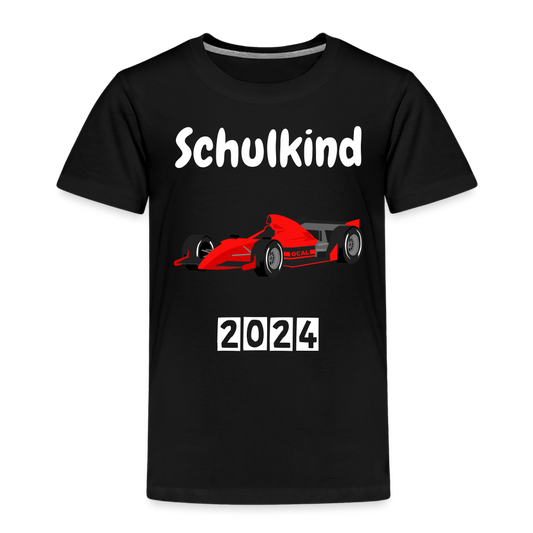 Kinder Premium T-Shirt - Schulkind Rennauto 2024 - Schwarz