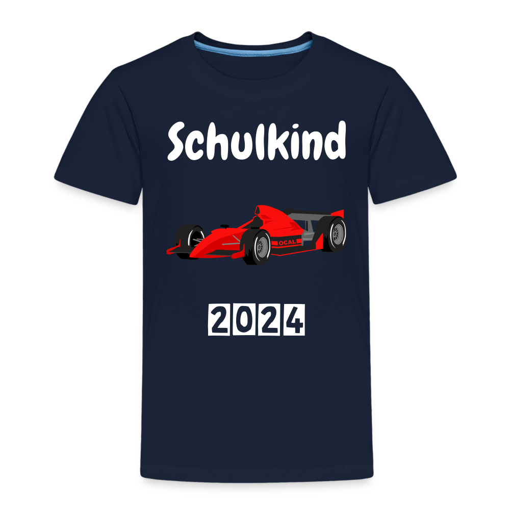 Kinder Premium T-Shirt - Schulkind Rennauto 2024 - Navy