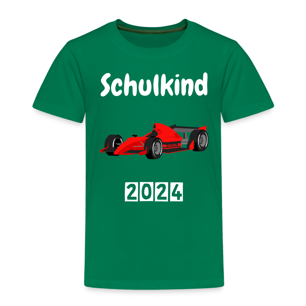 Kinder Premium T-Shirt - Schulkind Rennauto 2024 - Kelly Green