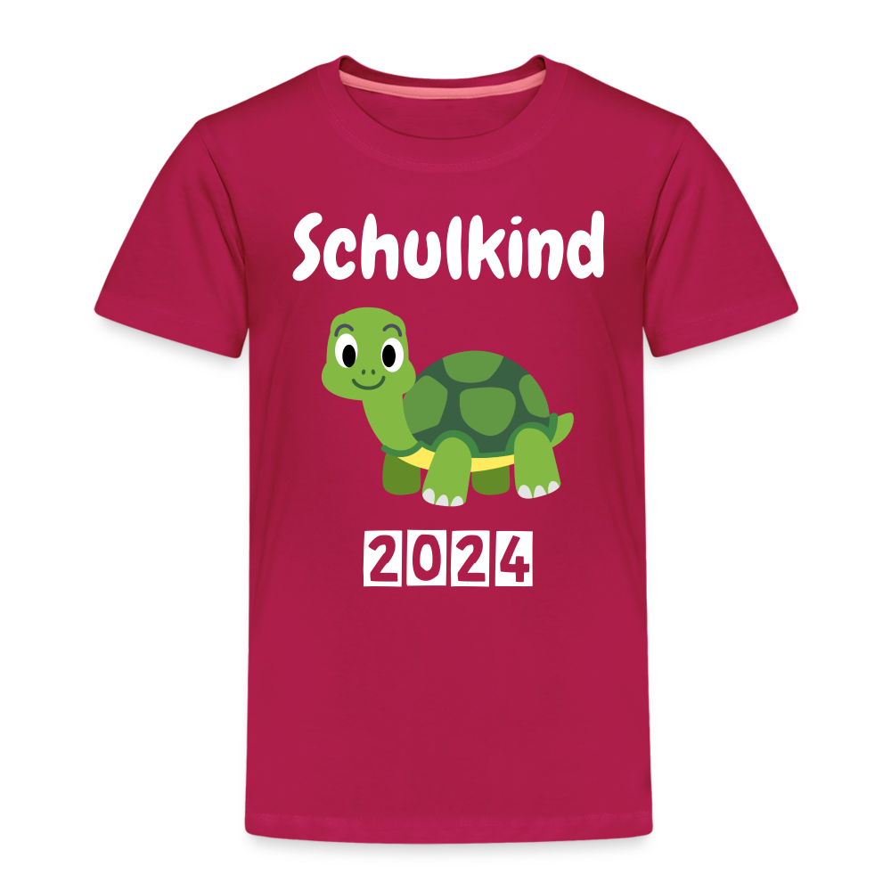 Kinder Premium T-Shirt - Schulkind Schildkröte 2024 - dunkles Pink