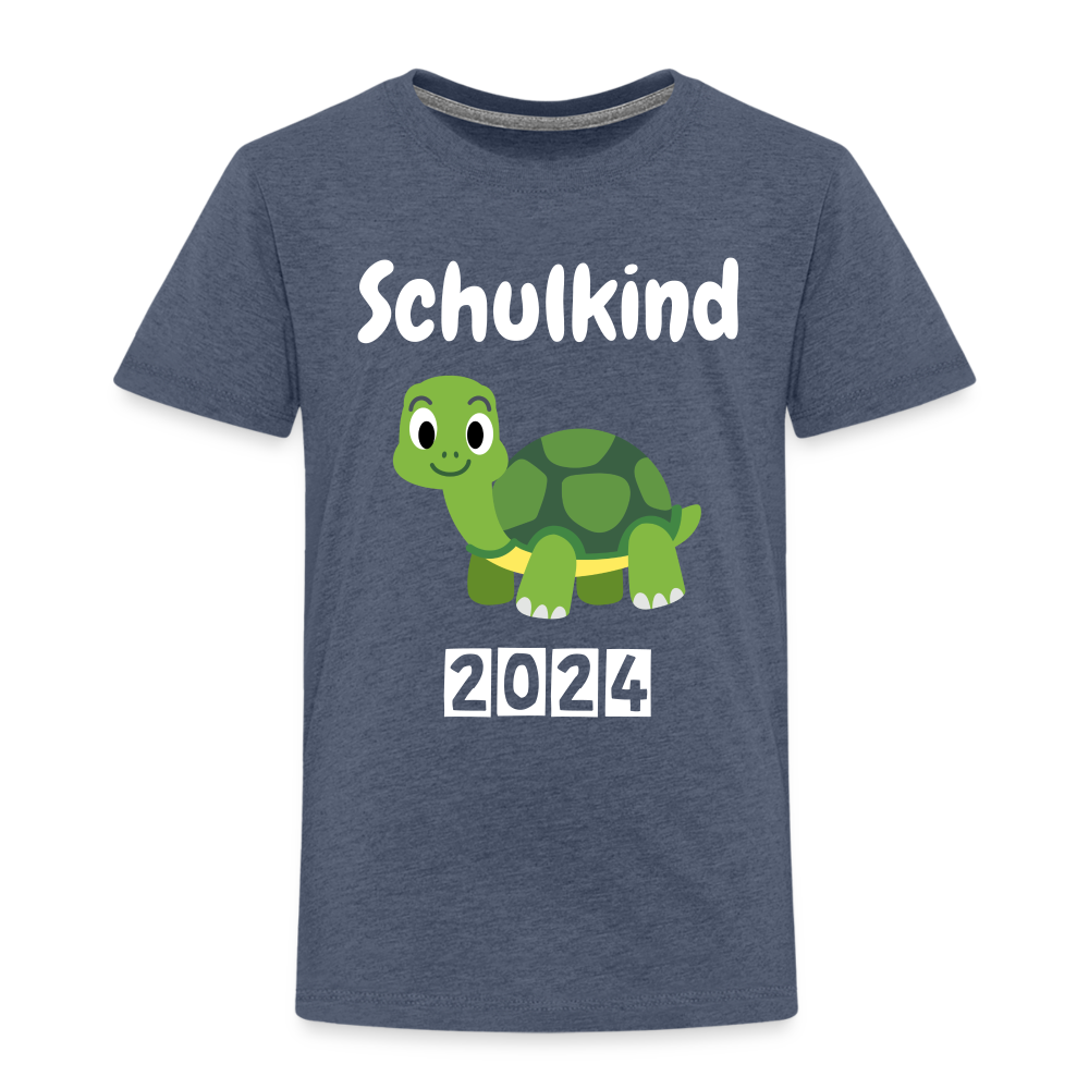 Kinder Premium T-Shirt - Schulkind Schildkröte 2024 - Blau meliert