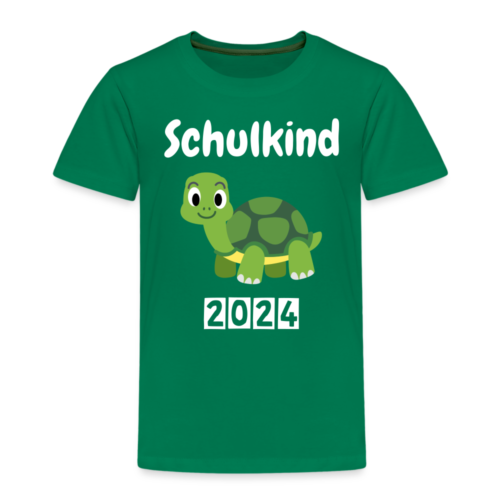 Kinder Premium T-Shirt - Schulkind Schildkröte 2024 - Kelly Green