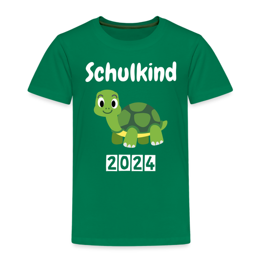 Kinder Premium T-Shirt - Schulkind Schildkröte 2024 - Kelly Green