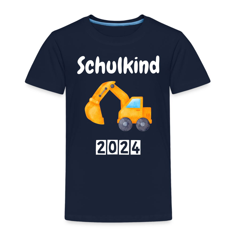 Kinder Premium T-Shirt - Schulkind Bagger 2024 - Navy