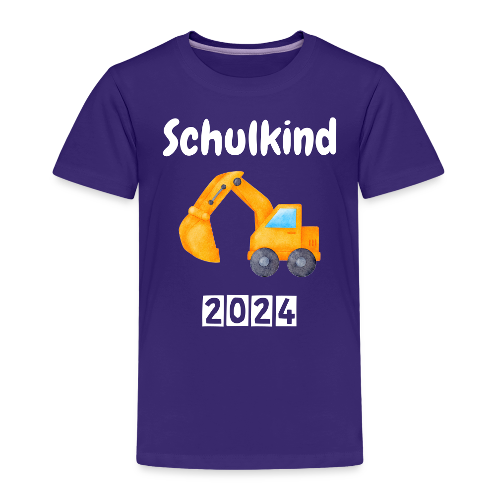 Kinder Premium T-Shirt - Schulkind Bagger 2024 - Lila