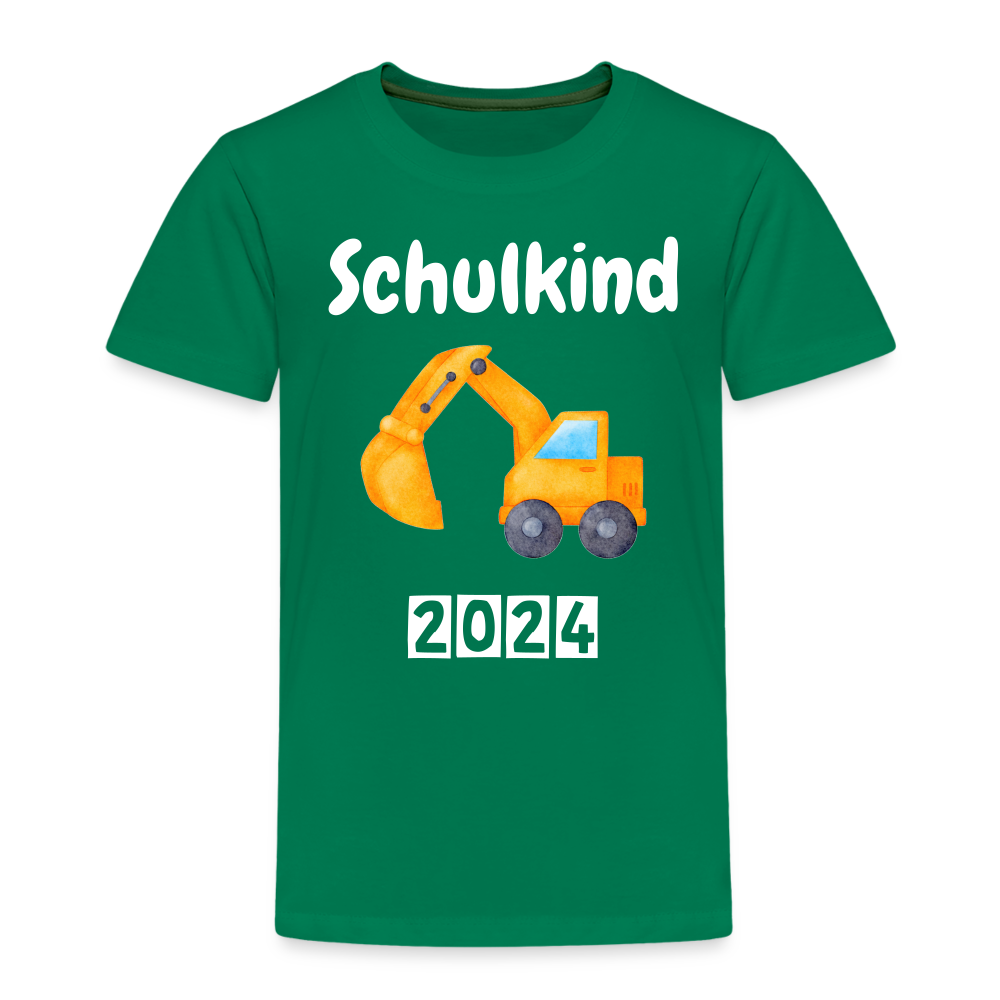 Kinder Premium T-Shirt - Schulkind Bagger 2024 - Kelly Green