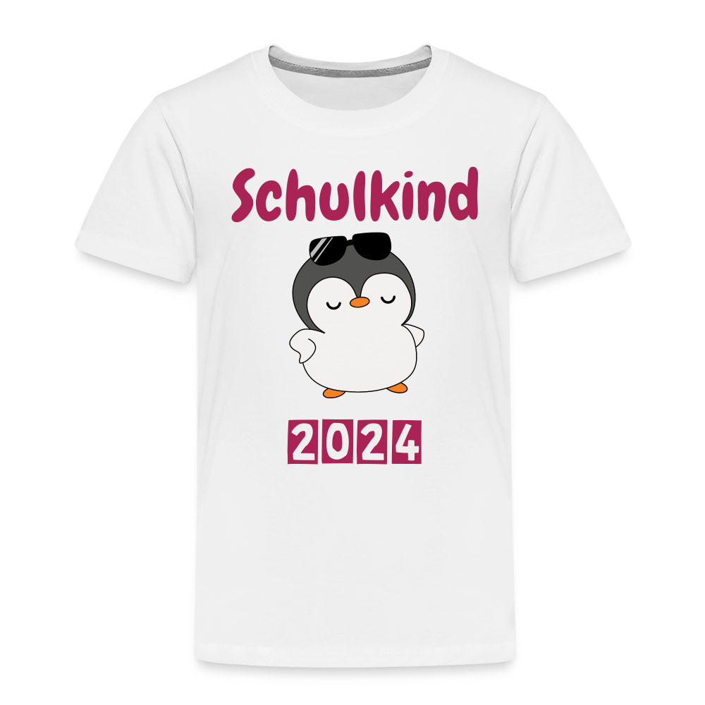 Kinder Premium T-Shirt - Schulkind cooler Pinguin 2024 - weiß