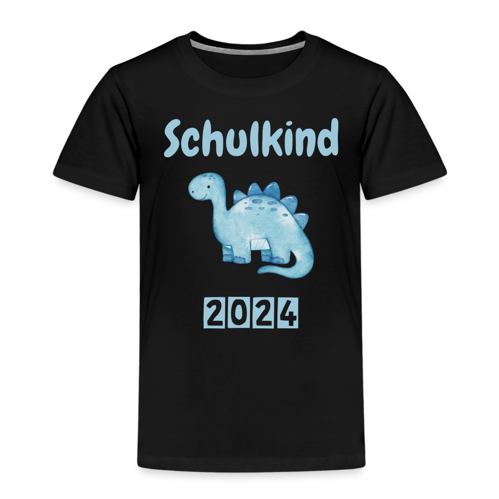 Kinder Premium T-Shirt - Schulkind Dino blau 2024 - Schwarz