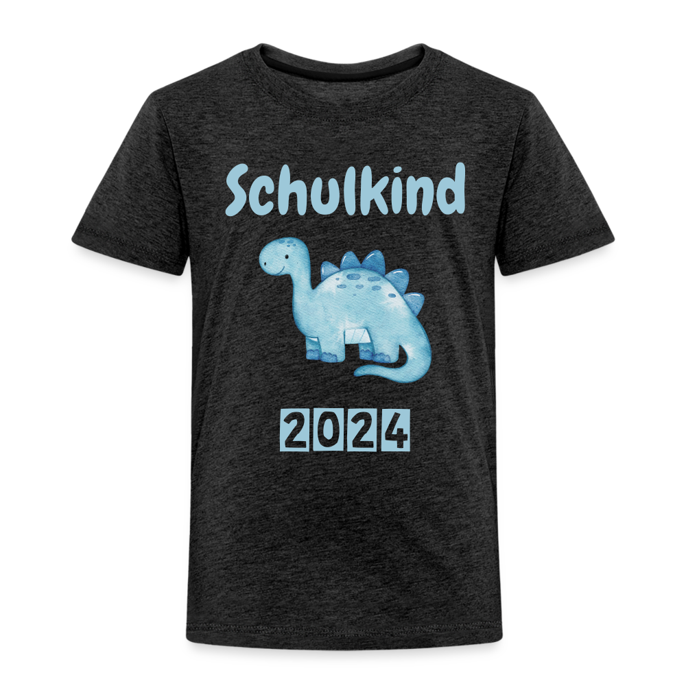 Kinder Premium T-Shirt - Schulkind Dino blau 2024 - Anthrazit