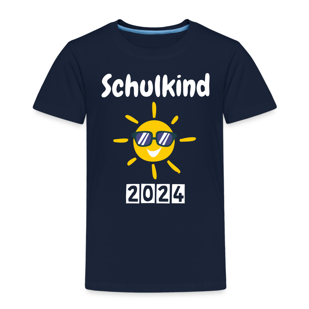 Kinder Premium T-Shirt - Schulkind Sonne 2024 - Navy