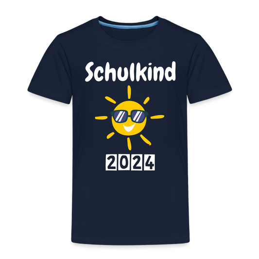 Kinder Premium T-Shirt - Schulkind Sonne 2024 - Navy