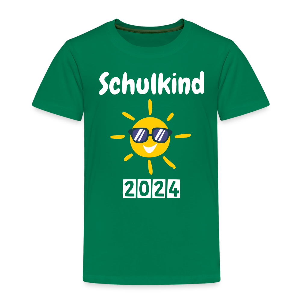 Kinder Premium T-Shirt - Schulkind Sonne 2024 - Kelly Green