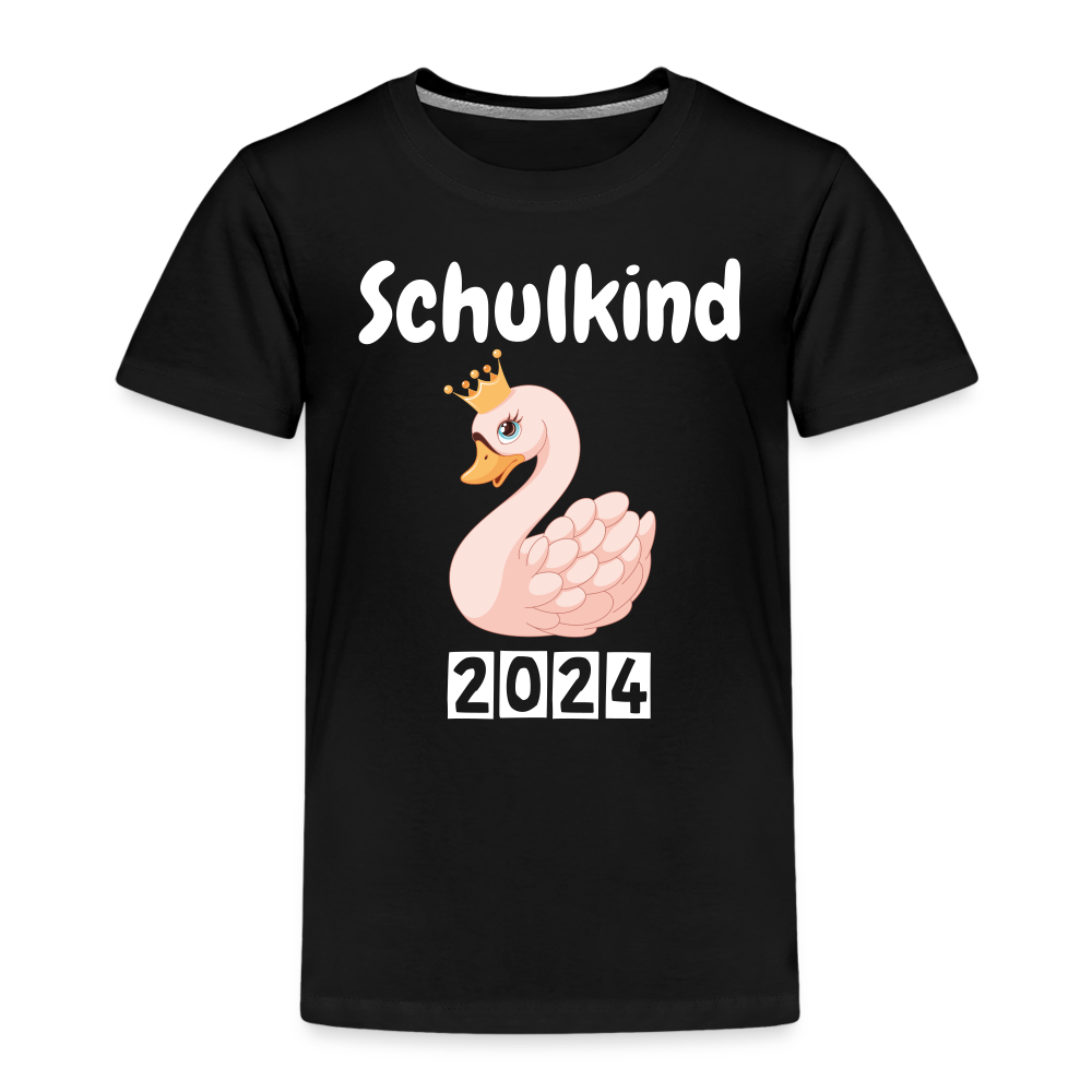 Kinder Premium T-Shirt - Einschulung Schwan 2024 - Schwarz