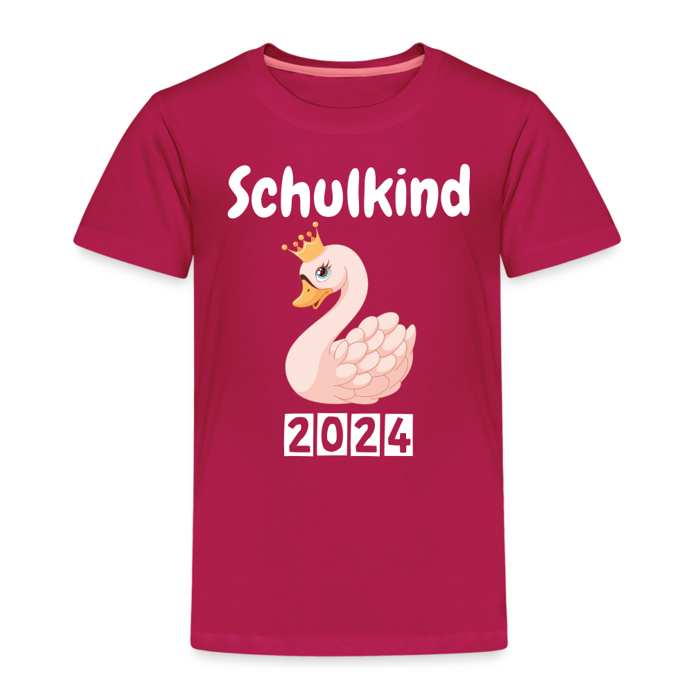 Kinder Premium T-Shirt - Einschulung Schwan 2024 - dunkles Pink