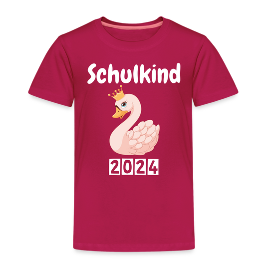 Kinder Premium T-Shirt - Einschulung Schwan 2024 - dunkles Pink