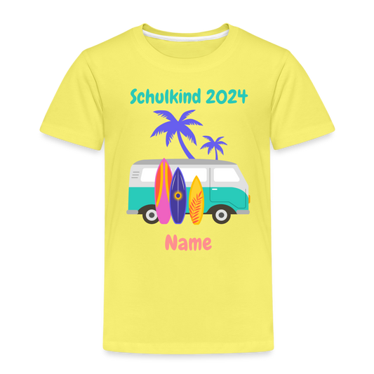 Kinder Premium T-Shirt - Schulkind Camper 2024 personalisierbar - Gelb