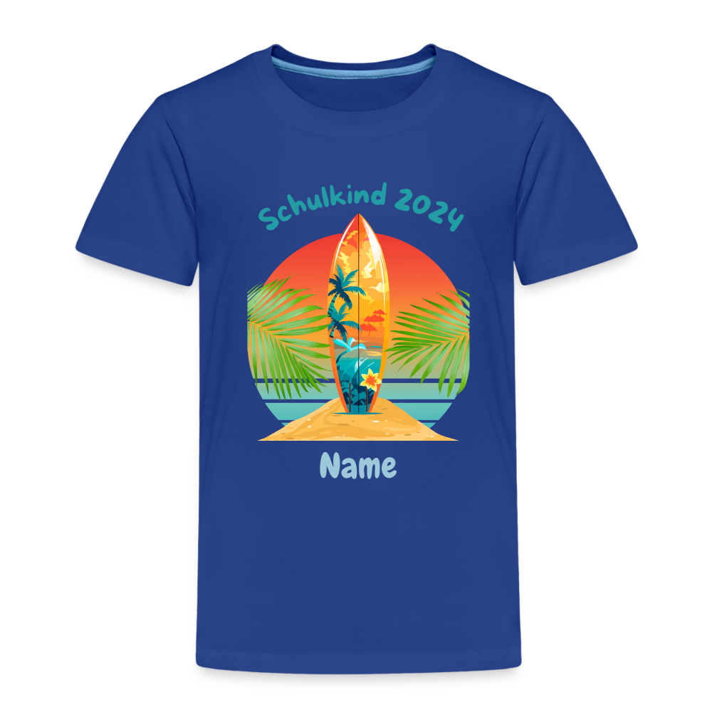 Kinder Premium T-Shirt - Schulkind 2024 Surfer personalisierbar - Königsblau