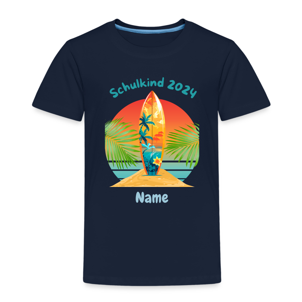 Kinder Premium T-Shirt - Schulkind 2024 Surfer personalisierbar - Navy