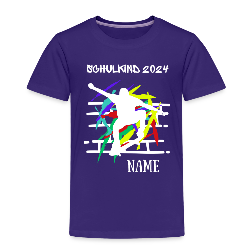 Kinder Premium T-Shirt - Schulkind 2024 Skater personalisierbar - Lila