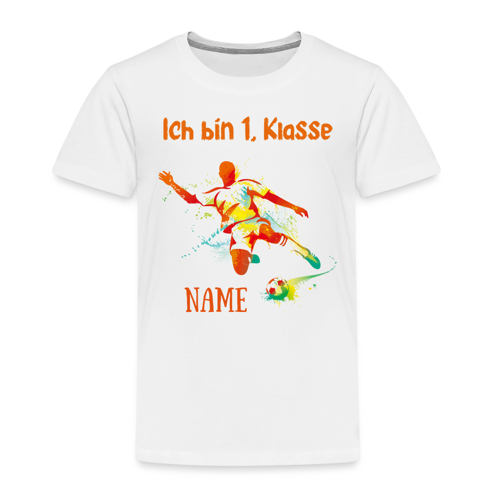 Kinder Premium T-Shirt - Ich bin 1. Klasse Fußballer 2024 personalisierbar - Weiß