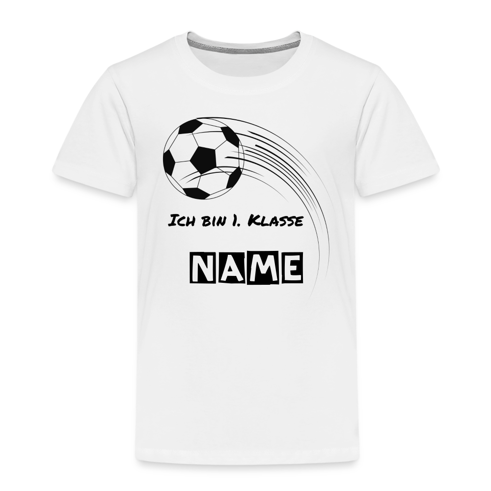 Kinder Premium T-Shirt - Ich bin 1. Klasse Fußball personalisierbar - Weiß