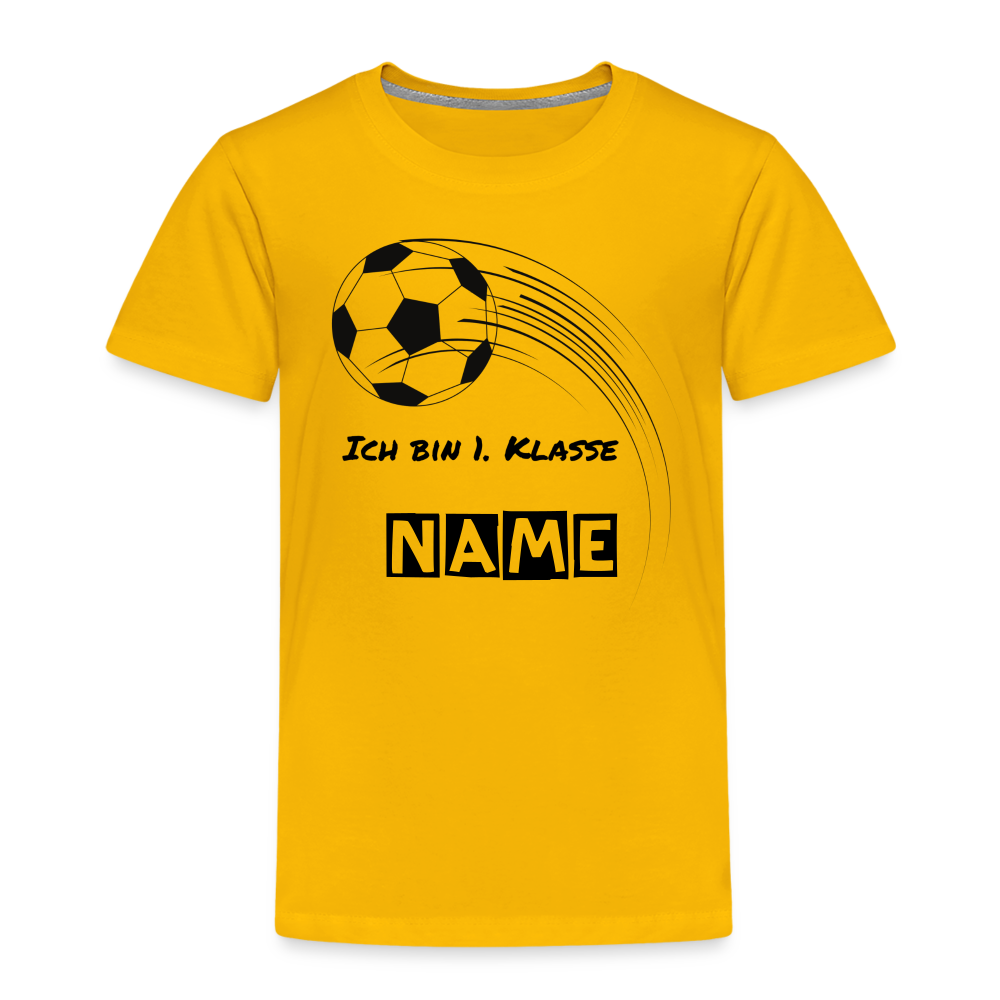 Kinder Premium T-Shirt - Ich bin 1. Klasse Fußball personalisierbar - Sonnengelb