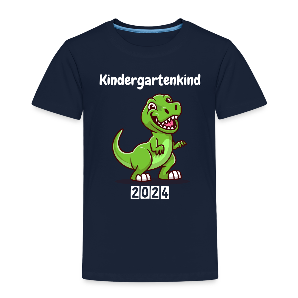 Kinder Premium T-Shirt - Kindergartenkind T-Rex grün - Navy