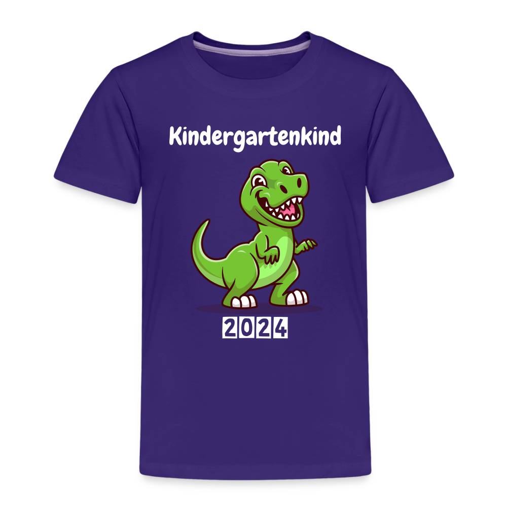 Kinder Premium T-Shirt - Kindergartenkind T-Rex grün - Lila