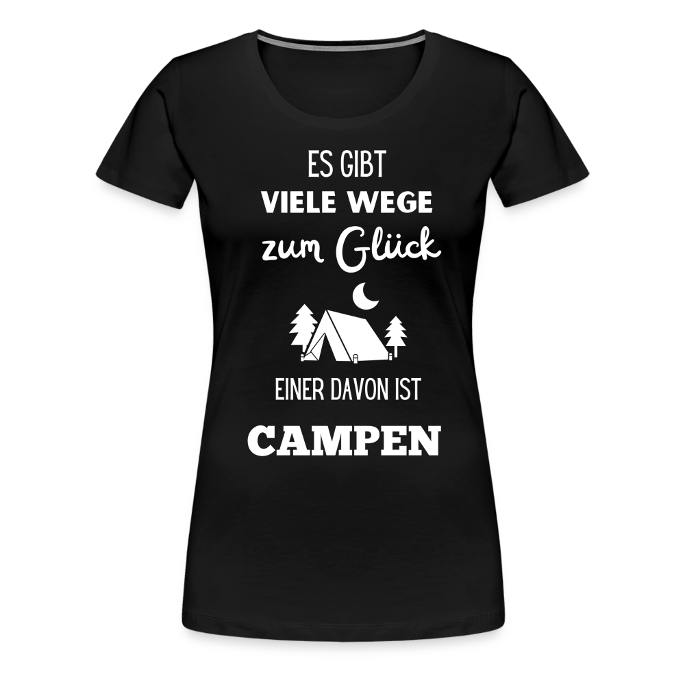 Frauen Premium T-Shirt - Camping Glück - Schwarz