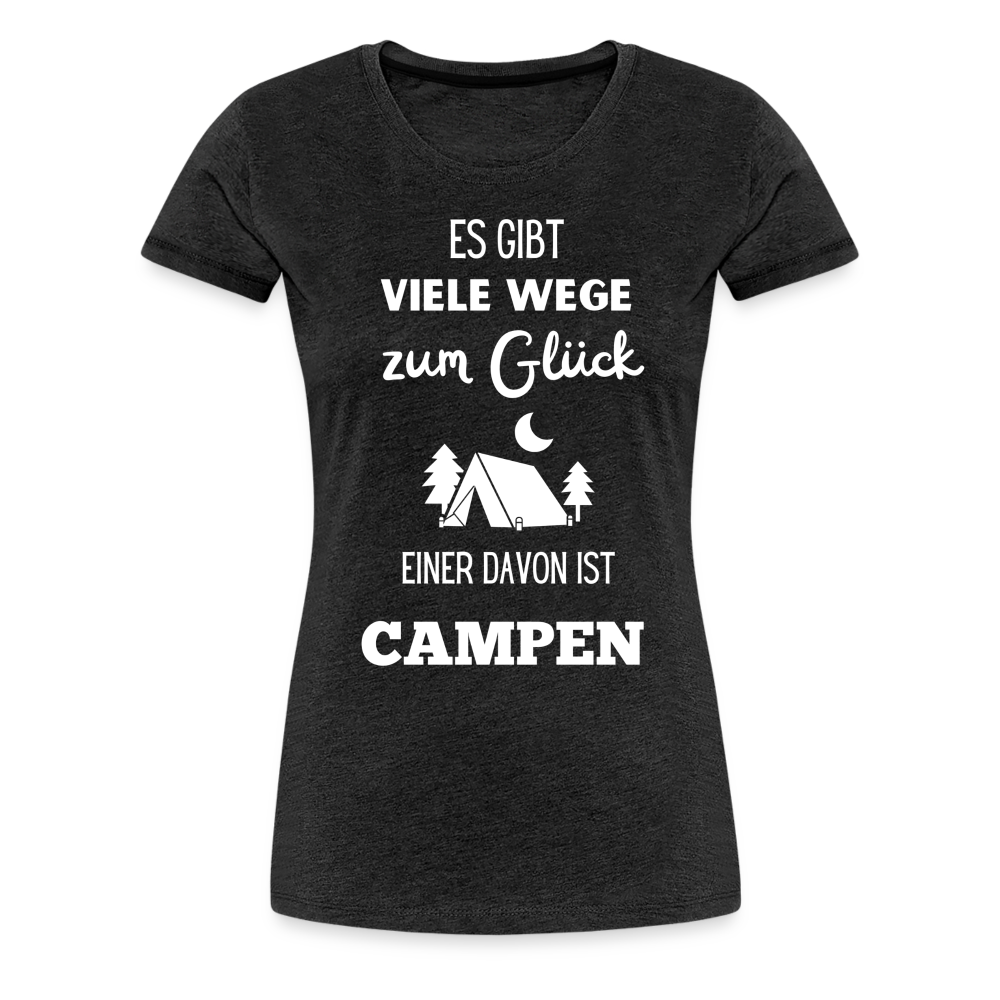 Frauen Premium T-Shirt - Camping Glück - Anthrazit