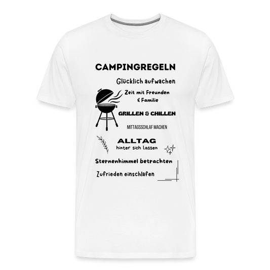 Männer Premium T-Shirt - Campingregeln - Weiß